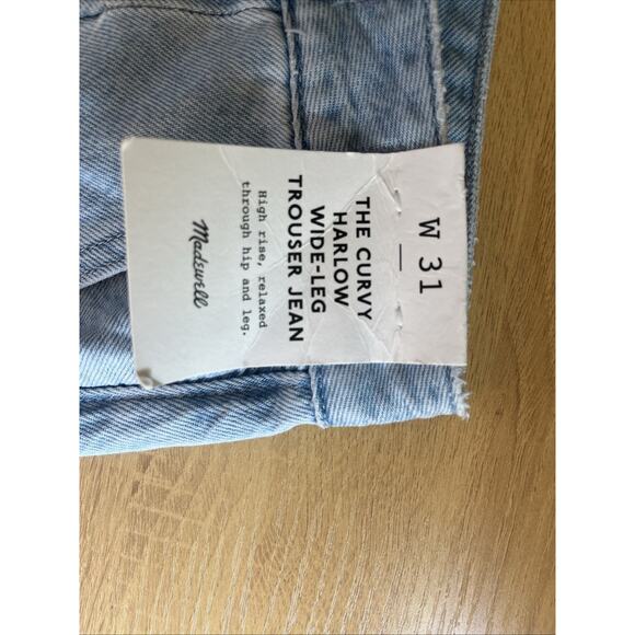 NWT Madewell Curvy Harlow Wide Leg Denim Trouser Jeans Womens Size 31 W Light - Picture 7 of 11